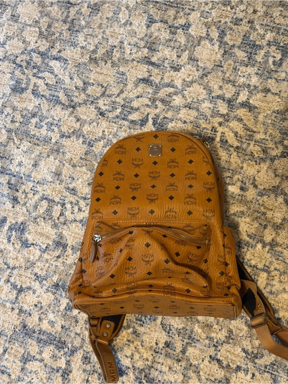MCM Cognac Monogram Canvas Backpack